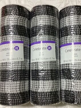 Set of 3 Celebrate It Brand Black/White 19’ Rolls Craft